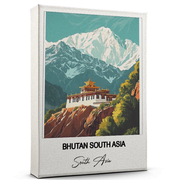 Bhutan South Asia Travel Poster Canvas  South Asia Canvas  Unique Gift Idea for Home, Office, or Living Space