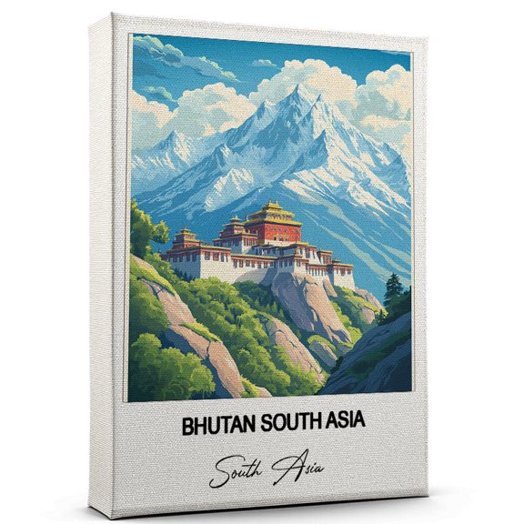 Bhutan South Asia Travel Wall Decor Scenic Travel Canvas Print of South Asia Canvas Beautiful Gift for Home, Office, or Living Space