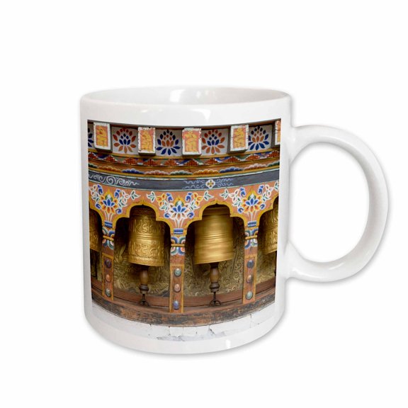 3drose, Bhutan. Spinning Prayer Wheels Along a Temple Wall., 11oz Mug
