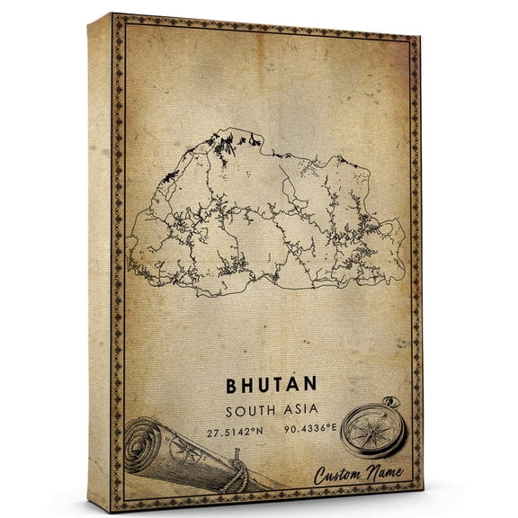 Bhutan country Map Poster, Bhutan Country road Map Art Poster, Canvas, ,Modern Wall Art, Street Map Artwork, Bhutan country Map Canvas - 89AZ1113