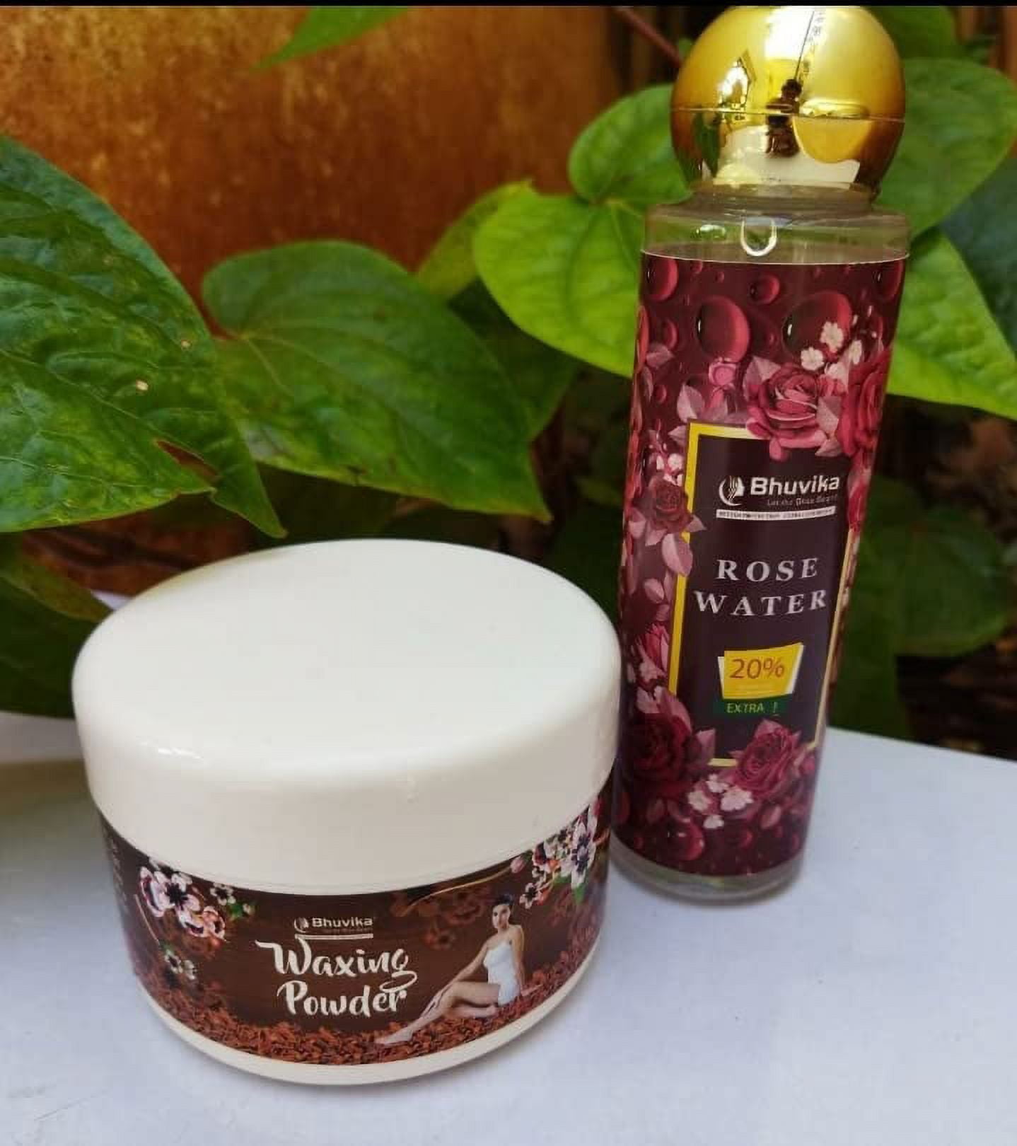 Bhuvika Herbal Waxing Powder 100 gm and Bhuvika Organic Rose Water 120ml