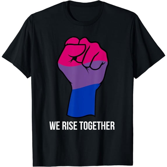 Bi Bisexual Flag LGBTQ We Rise Together Cool LGBT Ally Gift T-Shirt