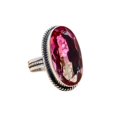 thumbnail image 1 of Bi-Colour Tourmaline 925 Sterling Silver Ring, 25X13 mm Oval Gemstone Ring, Purple & Pink Ring, Christmas Gift, Unique Jewelry Ring, Adjustable Ring V, 1 of 5