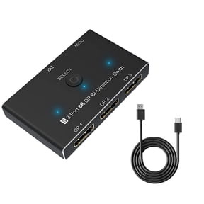 Bi-Directional DisplayPort Switch 3 Screens to 1 Device 4K@120Hz