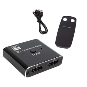 Bi-Directional DisplayPort Switcher 8K Ultra HD, Supports DP 1.4 for Dual Monitor Setups Resource Sharing
