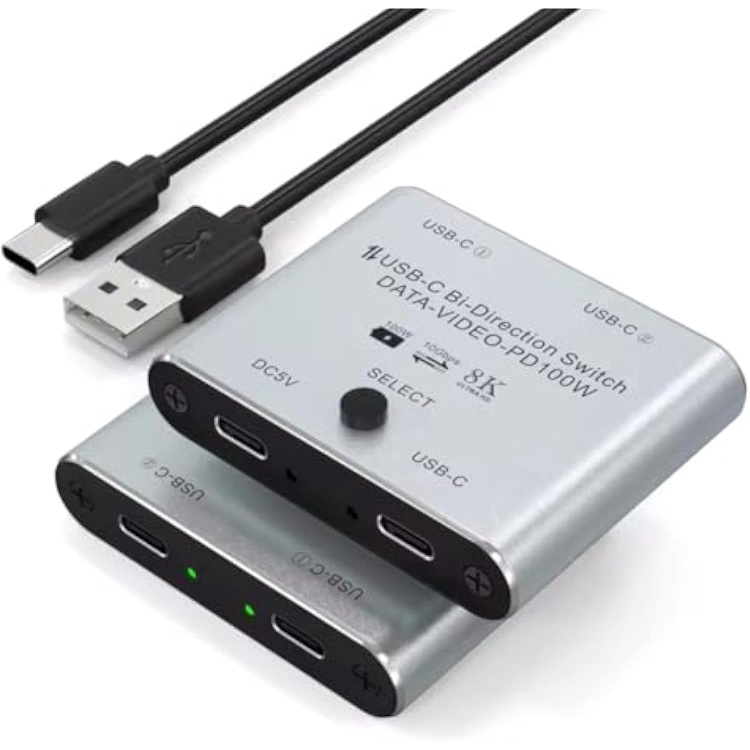 Bi Directional USB C Switch Splitter 8K USB C Switcher KVM 8K 60Hz 4K 144Hz Video for Multiple Source No USB C Line