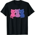 thumbnail image 1 of Bi Flag Pride LGBTQ Cats Bisexual cat T-Shirt Tops Tee, 1 of 4