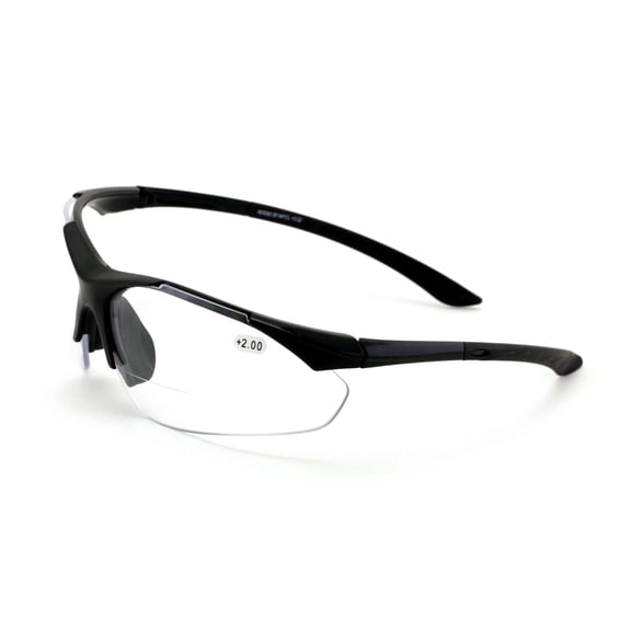 Bi-Focal Sport Shield Reading Glasses - Lightweight Half Rim Clear Lens Bifocal Readers