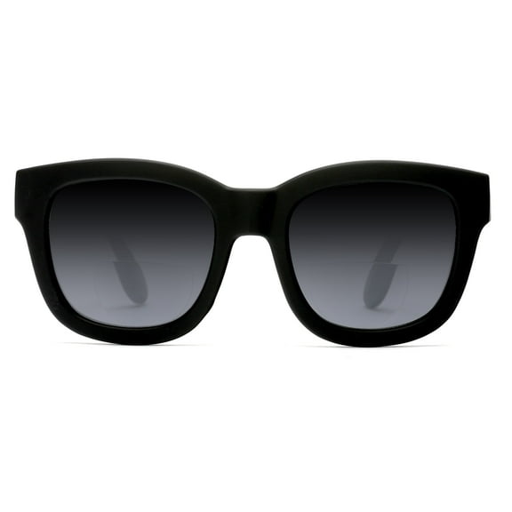 Bi-Focal Sun Readers Round Marlene Dietrich Sunglasses Matte Black - 2.5 / Black