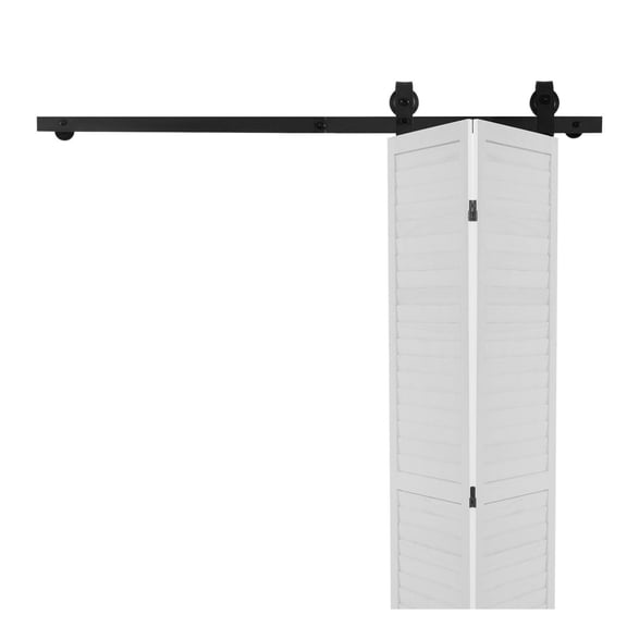 Bi-Fold Barn Door Hardware Kit 52" - Two 24" Doors, Sliding Track System, 330lbs Capacity, Space Saving, Black Finish