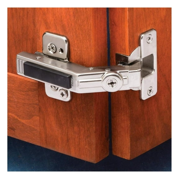 Bi Fold Hinges 60 Degree - Pair of Self Closing Cabinet Hinges, 35mm Cup, 45mm Boring Pattern, Screw-On, Black Nylon Cover, Steel, Plated Finish