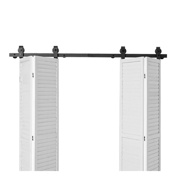 Bi-Fold Sliding Barn Door Hardware Kit 76", 4-Door, 330lbs Capacity - Space Saving Track System