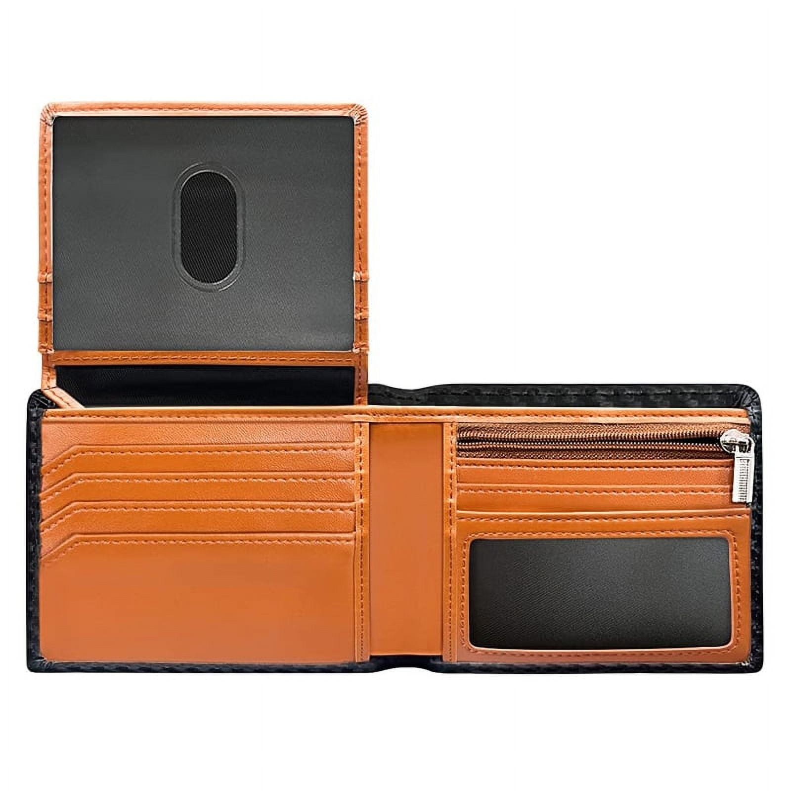Bi-Fold Wallet Slim Simple Carbon Fiber Contrast Color RFID Blocking ...