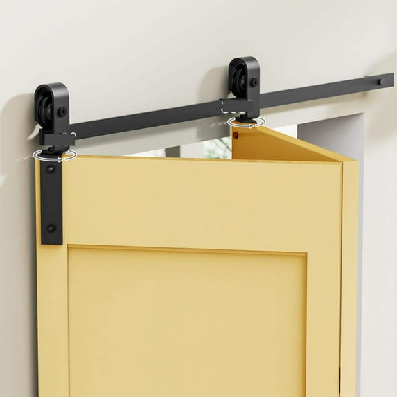 Bi-Folding Sliding Barn Door Hardware Heavy Duty Roller Track Kit, Easy To Install For 2 Doors Hardware Kit ,Easy to Install