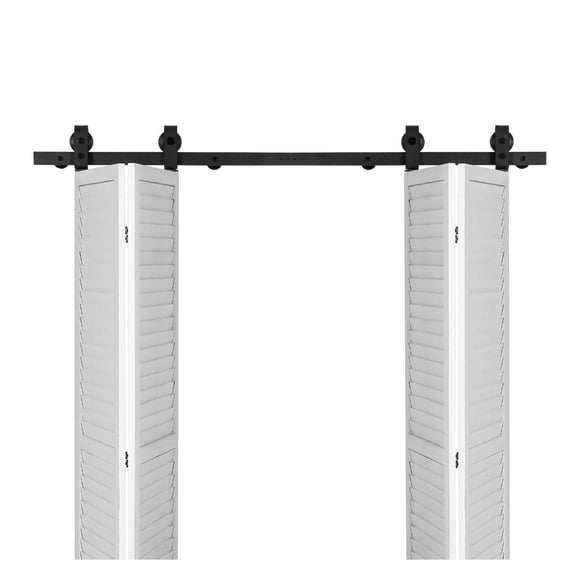 Bi-Folding Sliding Barn Door Hardware Track Kit, 60" Top Mount Track Kit, Slide Smoothly & Quietly, Heavy Duty, Easy to Install, Suitable for Four 14" Closet Pantry Laundry Doors (Not Included)