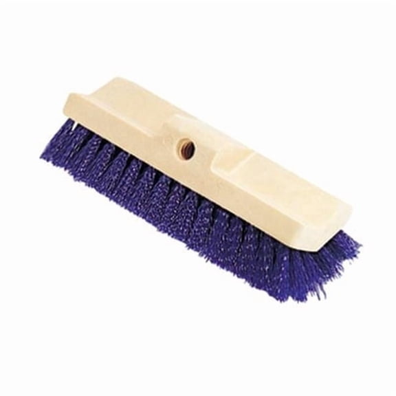 Bi-Level Deck Scrub Brush Polypropylene Fibers 10 Plastic Block Tapered Hole