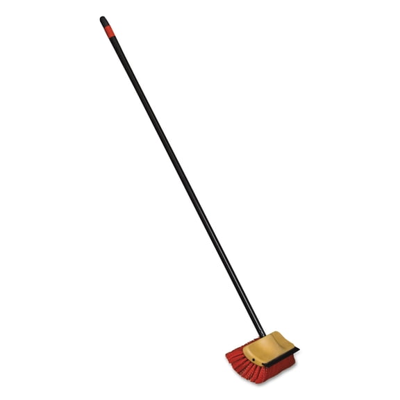 O-Cedar Commercial Bi-Level Floor Scrub Brush, Polypro Bristles, 10" Block, 54"Handle, Beige/Black