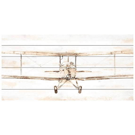 Bi-Plane Painting Print on White Wood