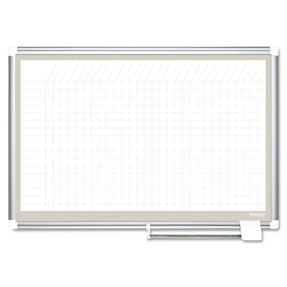 Bi-Silque Visual Communication Products CR0632830A All Purpose Porcelain Planner Dry Erase Board- 1x2 Grid- 36x24- Aluminum Frame