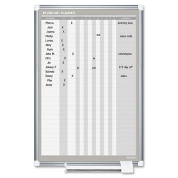 Bi-Silque Visual Communication Products GA02109830 In-Out Magnetic Dry Erase Board, 24 x 36 in., Silver Frame