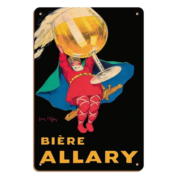 Biére Allary French Beer - Schneider Brewery - Vintage Advertising Poster by Jean d'Ylen c.1920 - 8 x 12 inch Vintage Wood Art Sign
