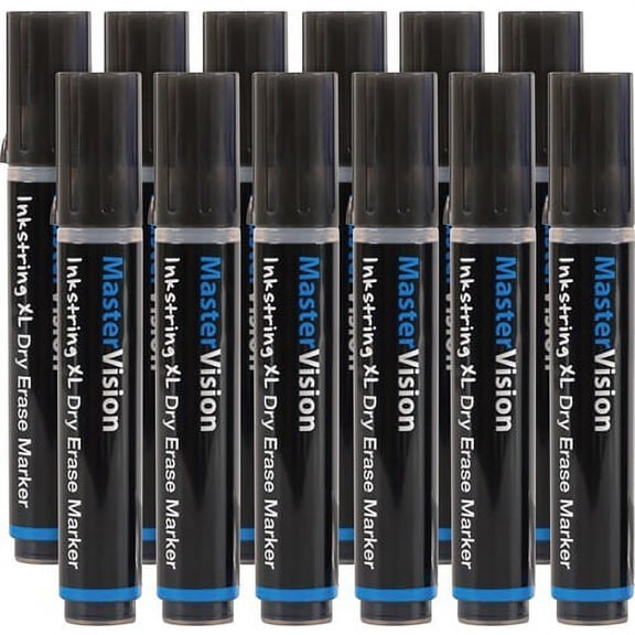 Bi-silque Inkstring XL Dry Erase Markers 3 mm Marker Point Size - Bullet Marker Point Style - Black Gel-based Ink - 12 / Each