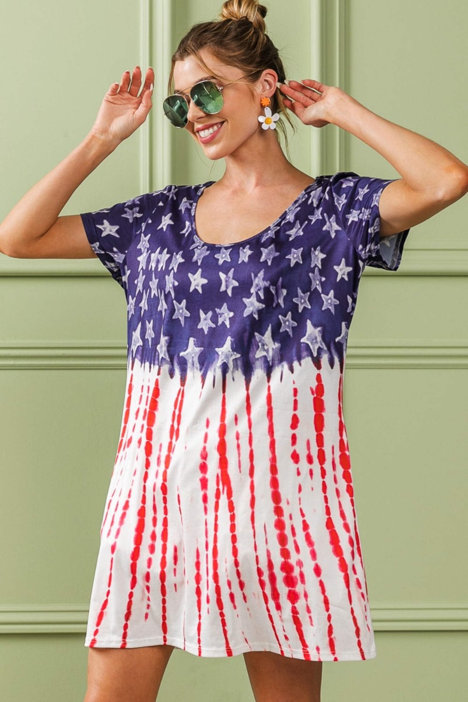 BiBi American Flag Theme Short Sleeve T-Shirt main image 1