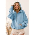 thumbnail image 1 of BiBi Stitch Detailed Elastic Hem Half Zip Fleece Hoodie, 1 of 3