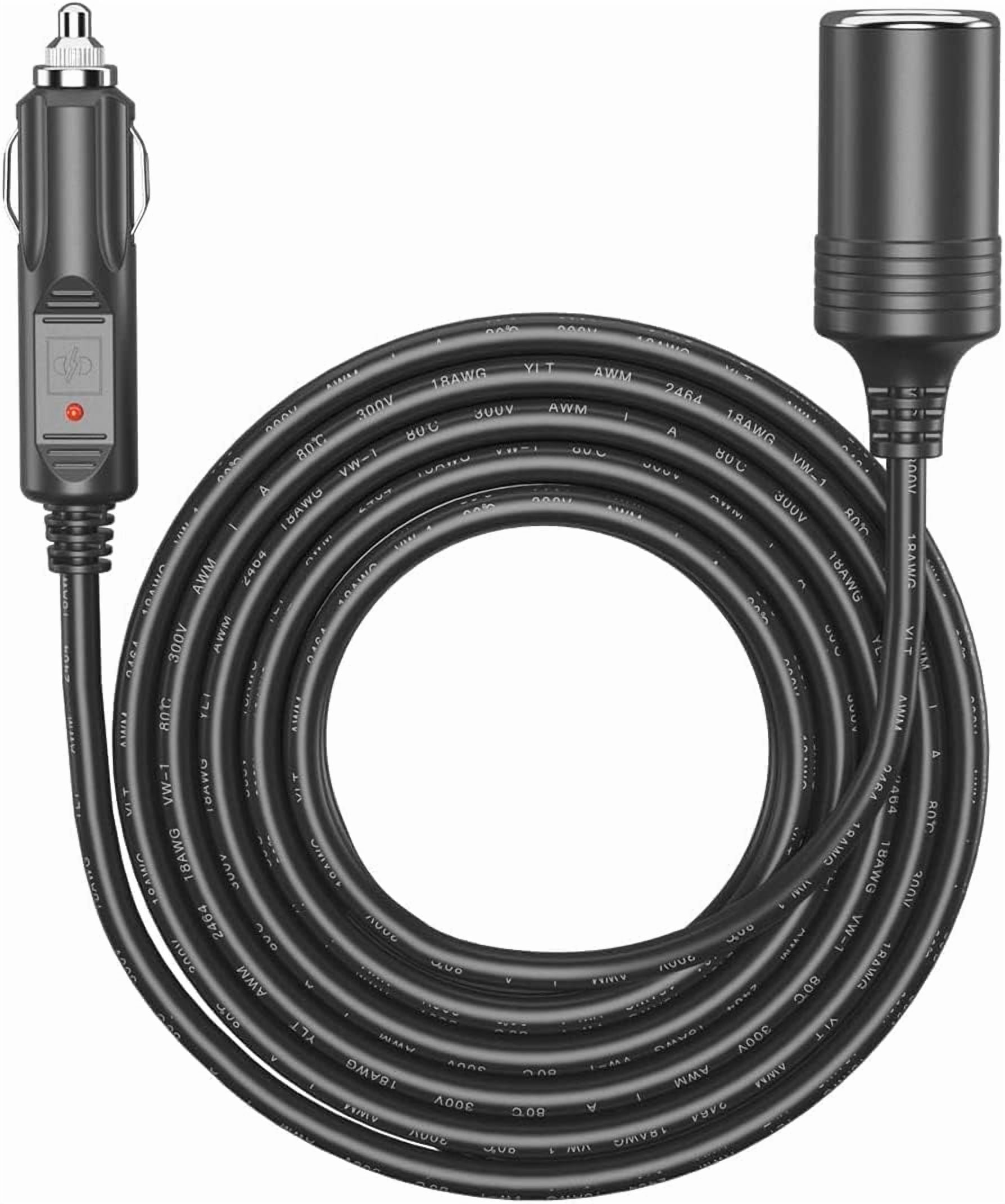 BiBzu 16.4ft 12V/24V Car Power Extension Cable - Heavy Duty Cigarette ...
