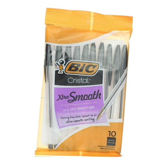 BiC Cristal Xtra Smooth Ball Pen, Medium, Black 68271, 10 Ct (Pack of 1)