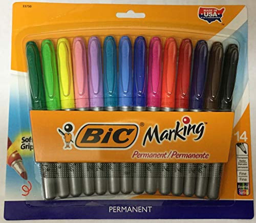 BiC Pack of 14 Color Assorted "Marking" Permanent Fine Point Markers