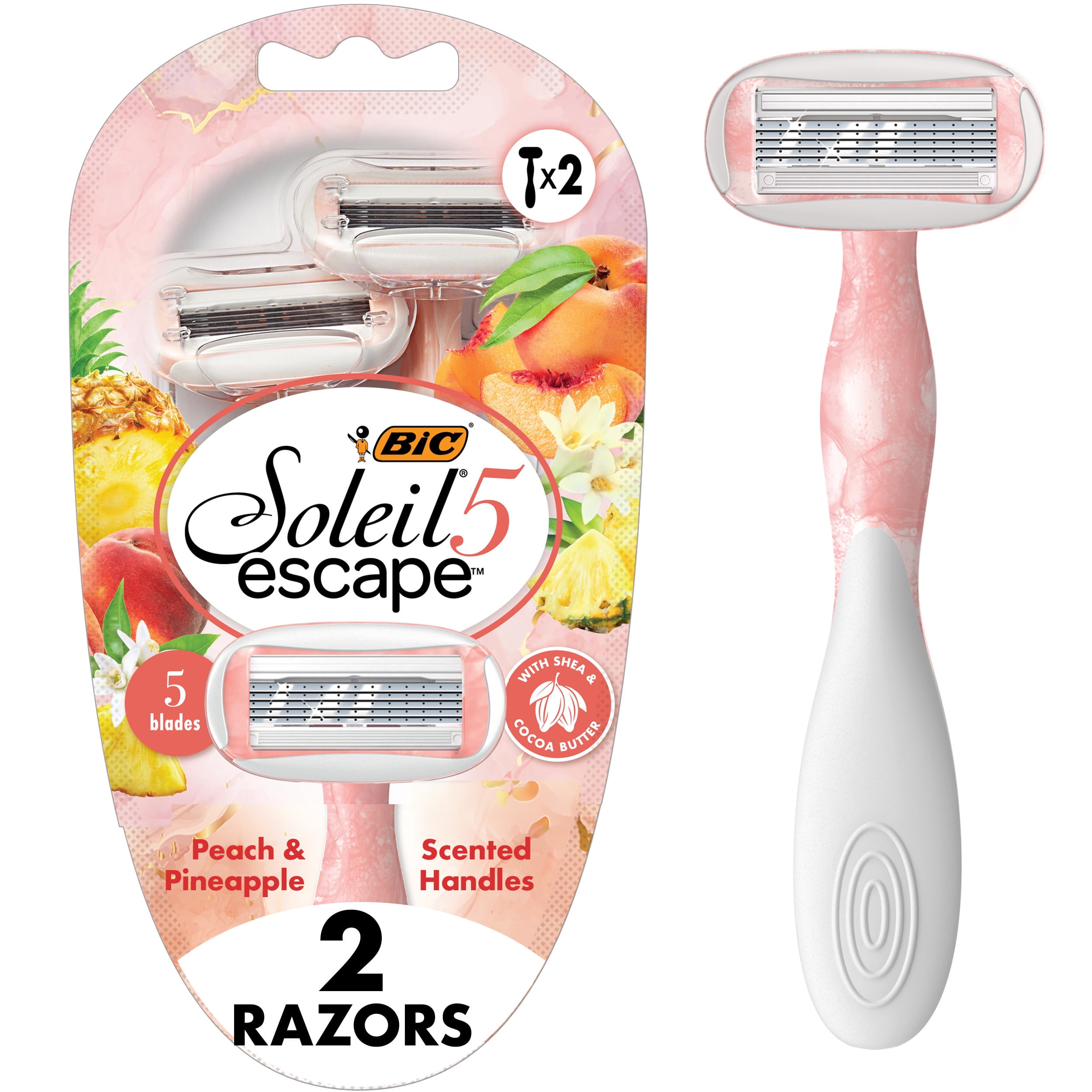 BIC Soleil 5 Escape Women's 5 Blade Disposable Razors, Peach