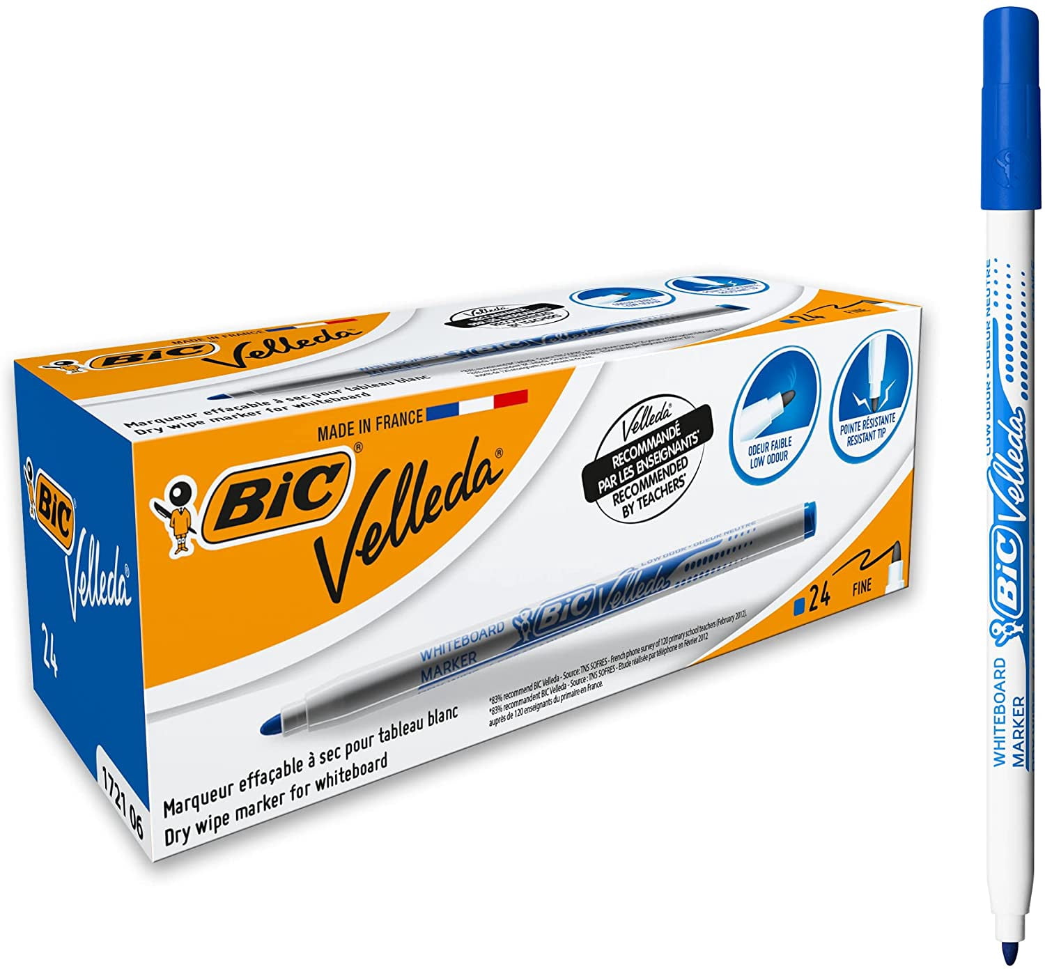 BiC VELLEDA Whiteboard 1721 Pocket Bullet Cetone Marker 1.5mm Black (Box 24)_PARENT_SPIG9 Box x 24