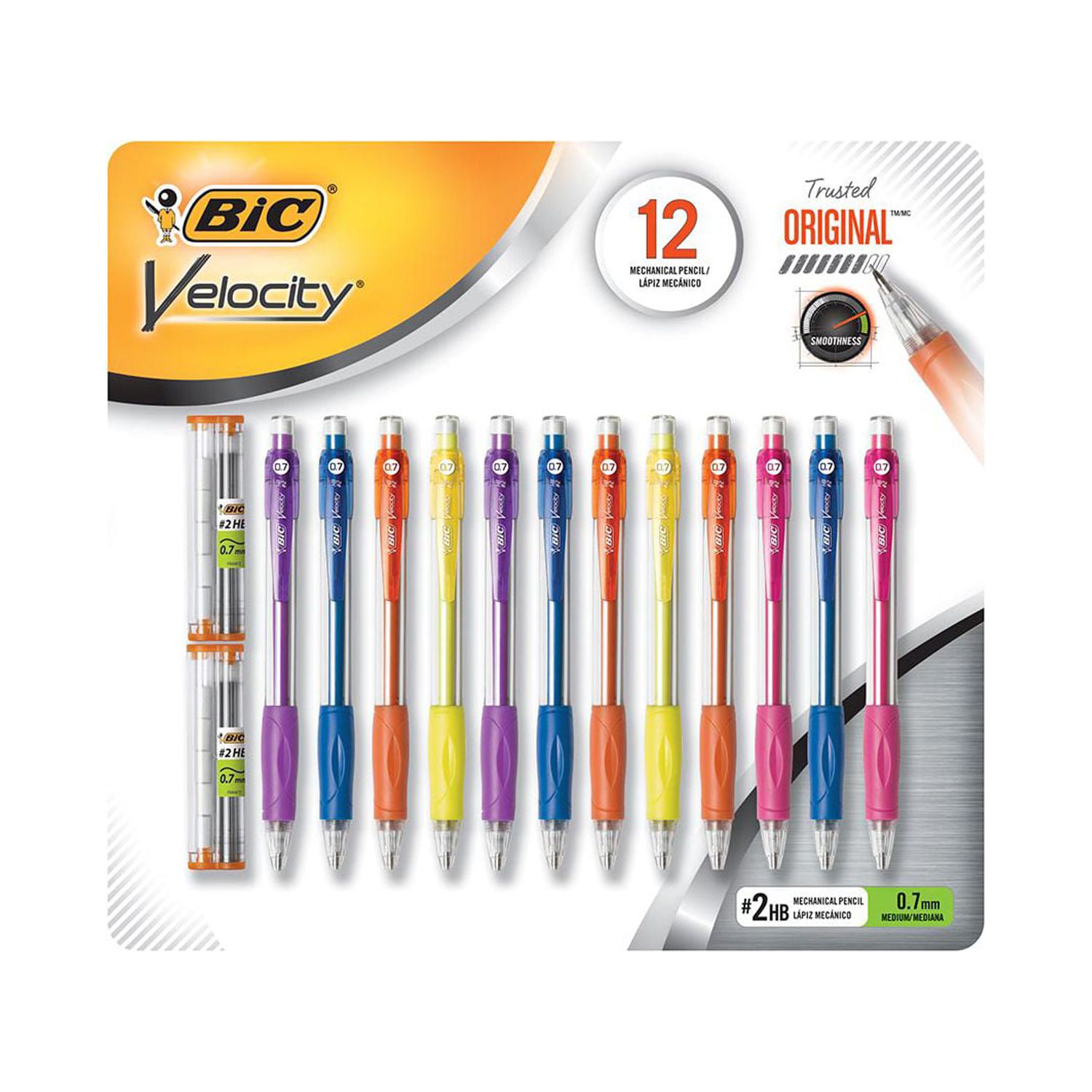 BiC Velocity Mechanical Pencil, 0.7 mm, Assorted Colors, 12pk