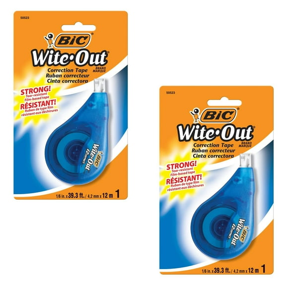 BiC Wite Out EZ Correct Correction Tape, White 50523, 4.2mm x 12m (2 Pack)