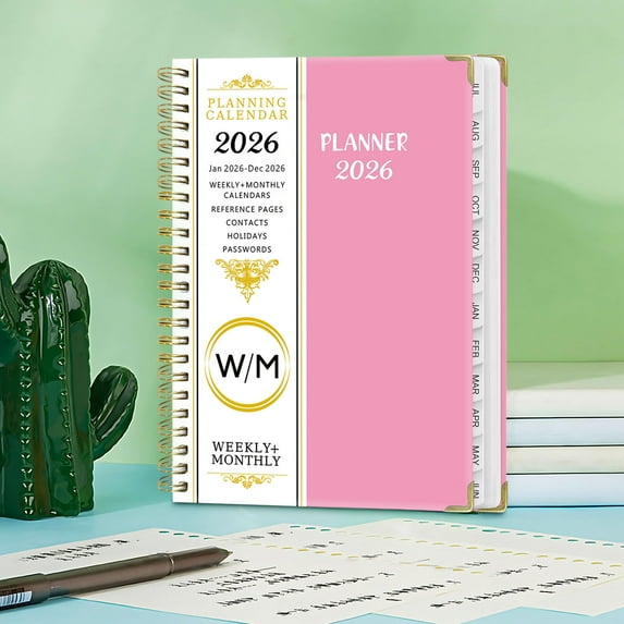 BiFandian 2026 Planner Noteook, January to December 2026 Schedule Planner with Weekly & Monthly Spread, A5 Size 2026 Daily Planner with Pockets, Tabs, Soft Cover
