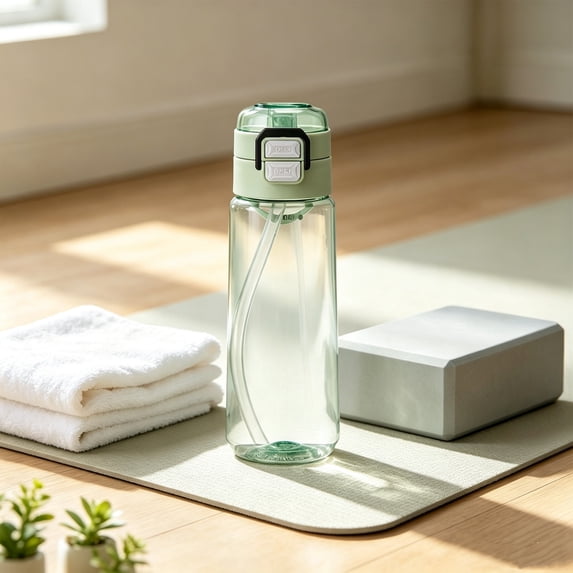 BiFandian 24oz Clear Sports Water Bottles with Straw & Lid Portable Spill Proof Drinking Bottles for Gym Travel Outdoor Summer