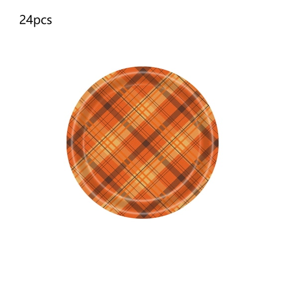BiFandian 24pcs Thanksgiving Paper Plates 9 Inch, Fall Harvest Disposable Dinnerware Set, Autumn Rustic Decorative Party Dinnerware Kit
