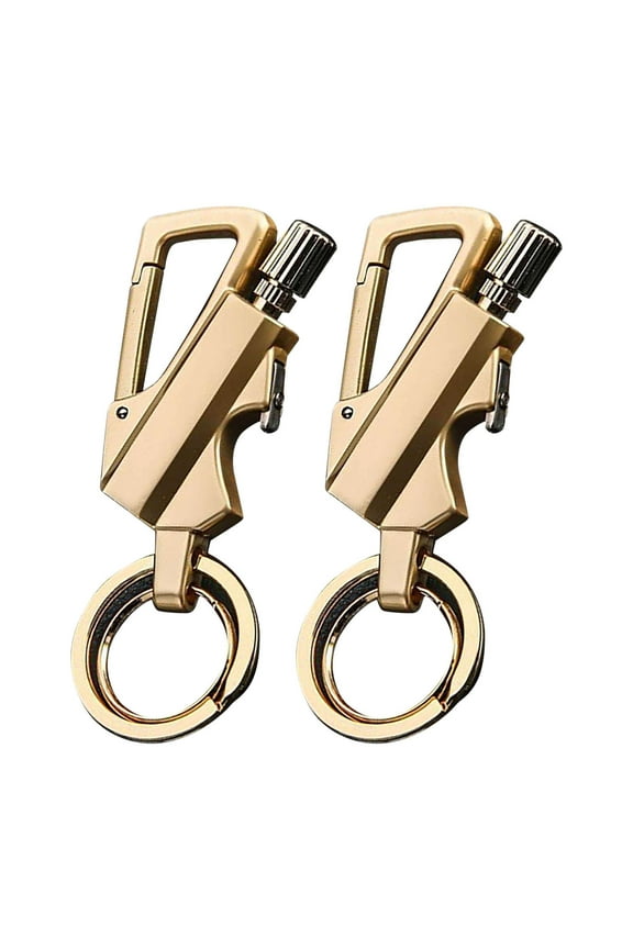 BiFandian 2Pcs Multifunctional Keychain Lighter, Reusable Match Lighter with Key Ring, Metal Keychain Lighter Hanging Decoration for Home Camping Travel, Unique Gift for Men and Father