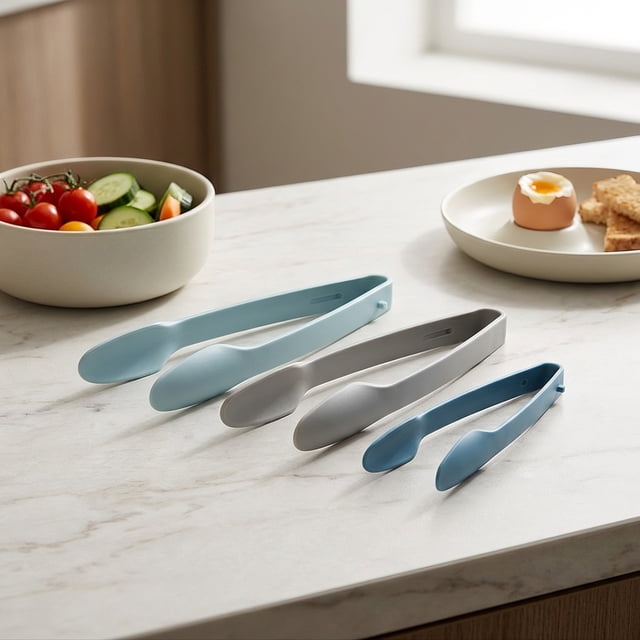 BiFandian 3-Pack Plastic Food Tongs Set, Heat Resistant Kitchen Tool ...