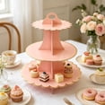 thumbnail image 1 of BiFandian 3-Tier Cardboard Cupcake Stand, Scalloped Edge Disposable Dessert Holder with Carry Handle, Foldable Pastry Display Tray for Birthday Tea Party Wedding and Holiday Snack Serving, 1 of 6