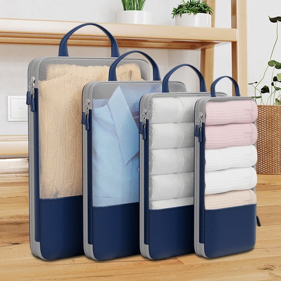BiFandian 4 Set Compression Packing Cubes for Travel, Lightweight Vacation Travel Essentials, Travel Accessories for Suitcase Organizer Bags Set, Sturdy Luggage Organizer Travel Bags