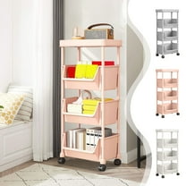 BiFandian 4-Tier Rolling Utility Cart with Drawer, Multifunctional Storage Organizer with Plastic Shelf & Wheels, Storage Cart for Kitchen, Bathroom, Living Room, Office