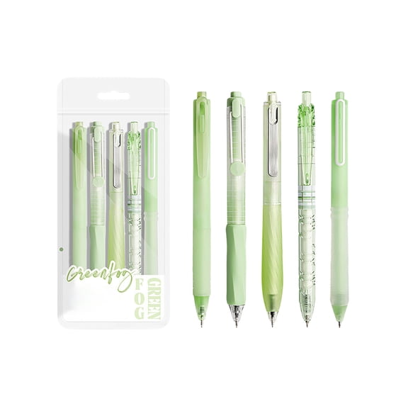 BiFandian 5-Pack Retractable Gel Pens, 0.5mm Fine Point Tip Pen Set, Smooth Black Ink Writing