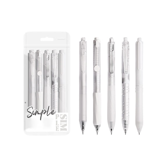 BiFandian 5-Pack Retractable Gel Pens, 0.5mm Fine Point Tip Pen Set, Smooth Black Ink Writing