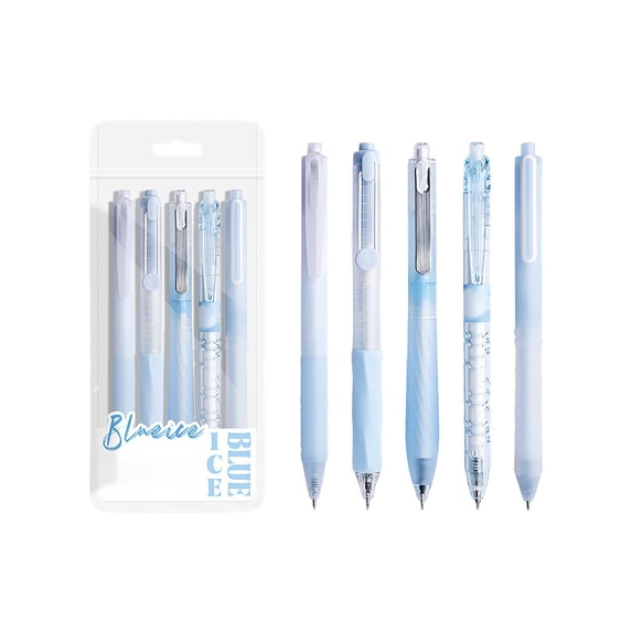 BiFandian 5-Pack Retractable Gel Pens, 0.5mm Fine Point Tip Pen Set, Smooth Black Ink Writing