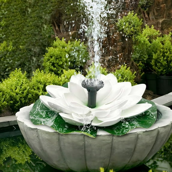 BiFandian Artificial Lotus Flower Solar Fountain, Water Lily Bird Bath Floating Fountain, Solar Power Brushless Pumps for Fish Pond, Garden, Patio, Aquarium and Outdoor Pool Decor