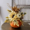 thumbnail image 1 of BiFandian Artificial Pumpkins Fall Decor, Autumn Table Centerpieces with Red Faux Flowers Maple Leaves, Halloween Thanksgiving & Harvest Home Decoration, 1 of 3