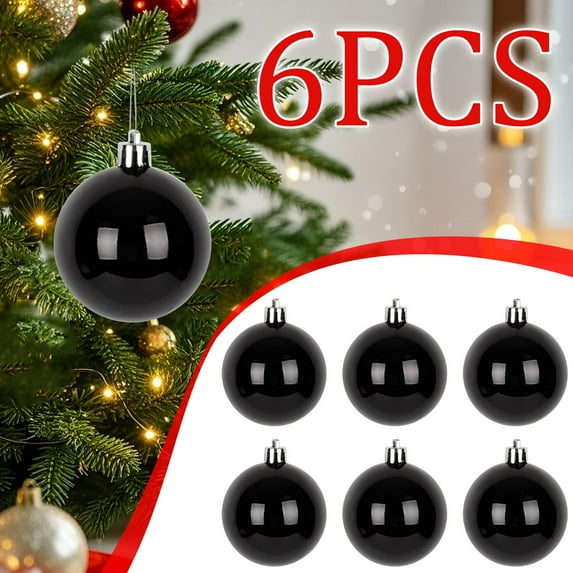 BiFandian Black Christmas Ball Ornaments , Shatterproof Christmas Ball Hanging Decorations Indoor, Christmas Baubles for Xmas Tree Decoration, 6Pcs 2.36inch