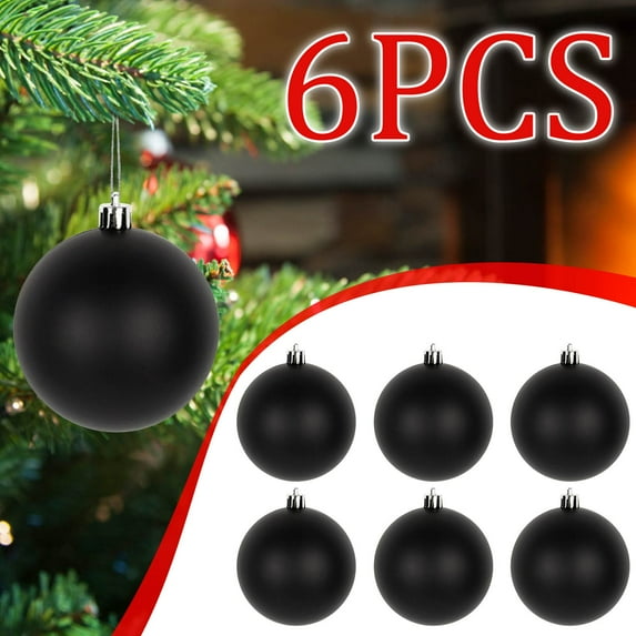 BiFandian Black Christmas Ball Ornaments , Shatterproof Christmas Ball Hanging Decorations Indoor, Christmas Baubles for Xmas Tree Decoration, 6Pcs 3.15inch